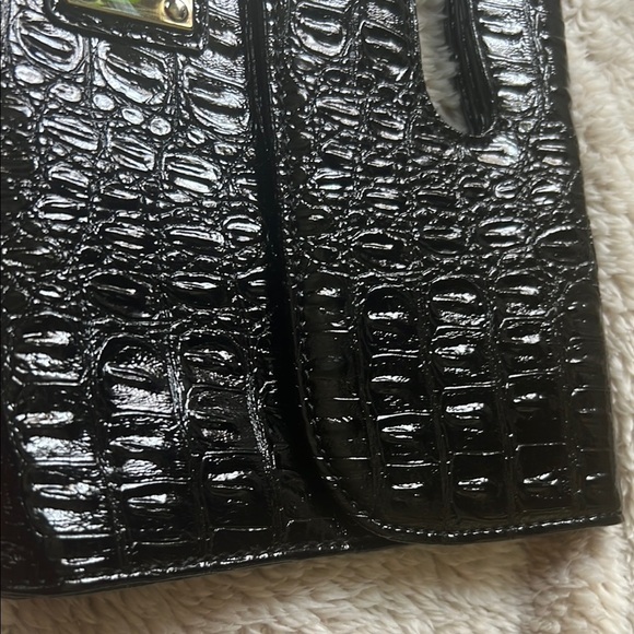 Nine West Black Croc-Embossed Clutch with Metallic Detail - Picture 13 of 14